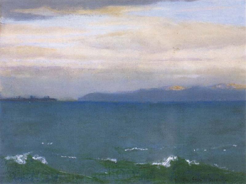 William Stott of Oldham Seascape with Distant Mountains